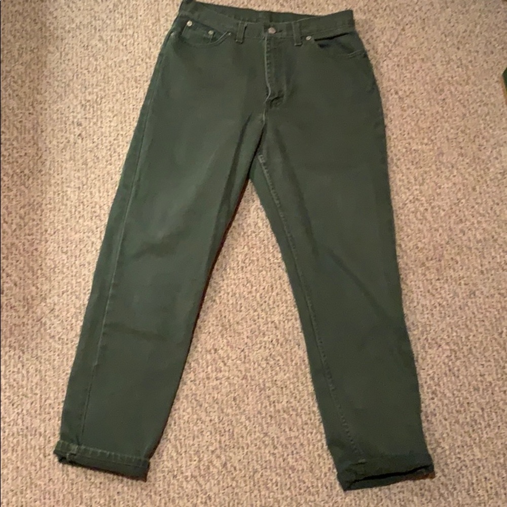Vintage Faded Glory 100% Cotton Green Mom Jean